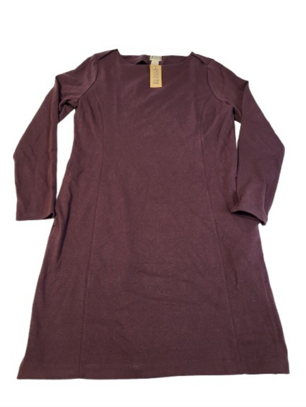 Duluth Trading Co Ponte Pro Dress Plum Ling Sleeve Knee Length Knit Women's L